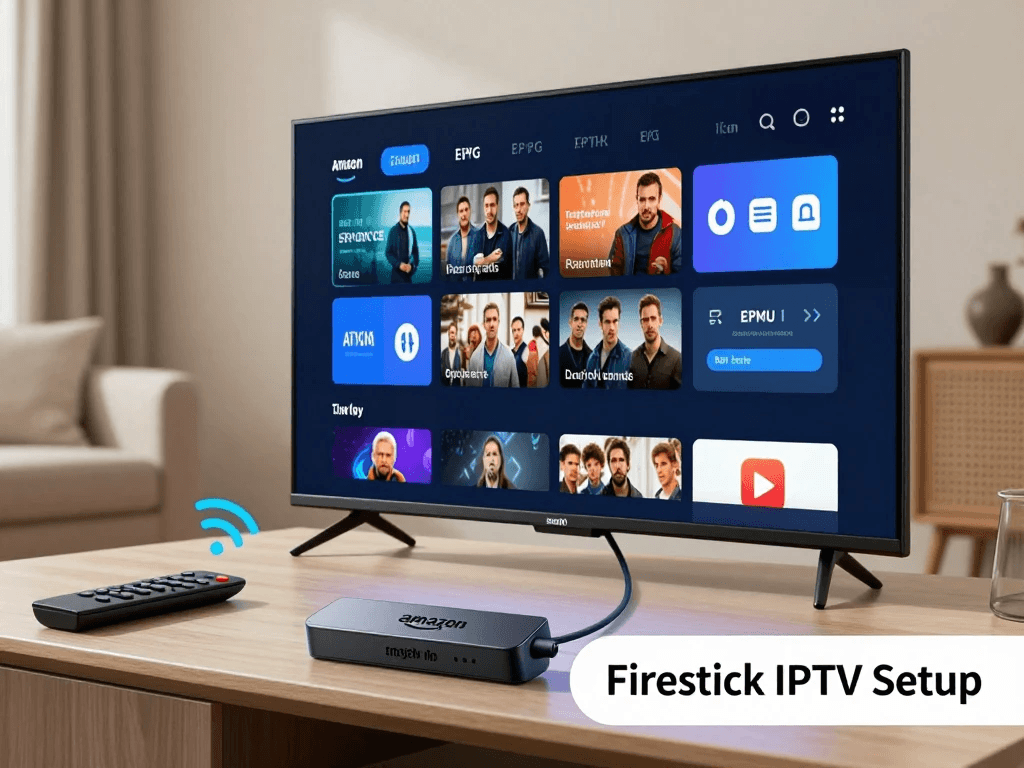 Firestick IPTV setup guide showing streaming device connected to smart TV