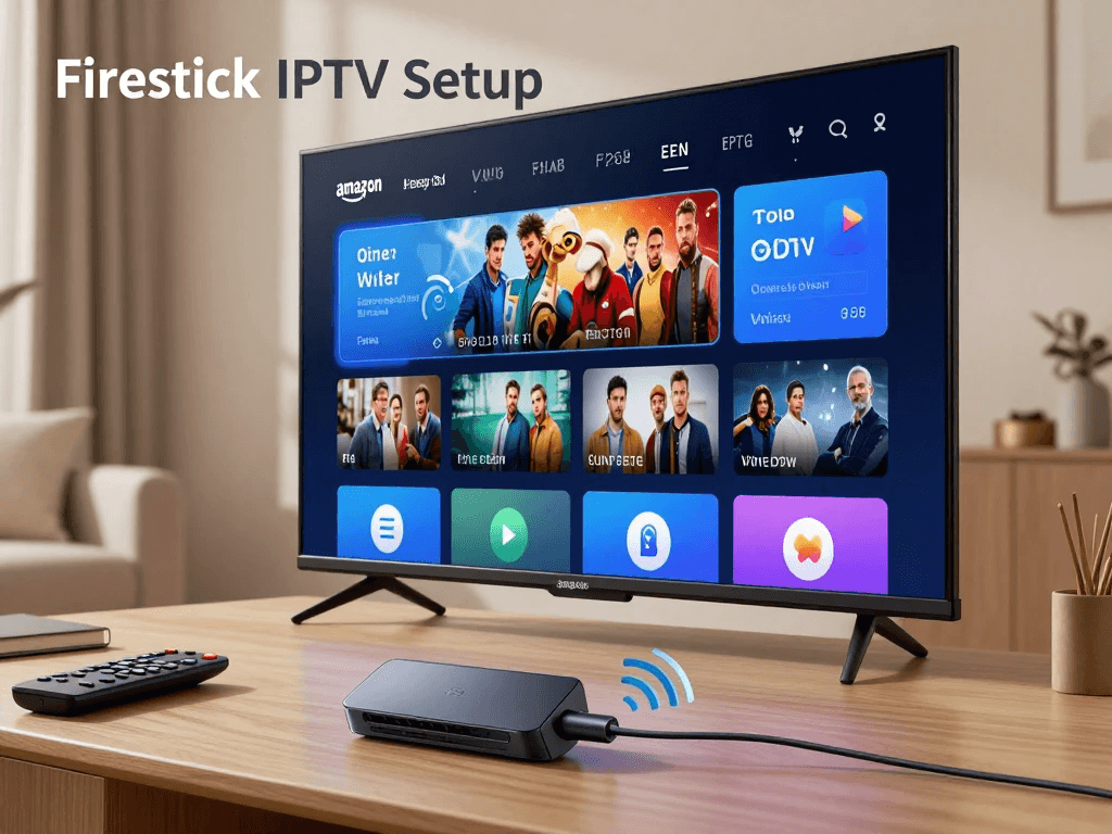 Firestick IPTV setup guide showing streaming device connected to smart TV