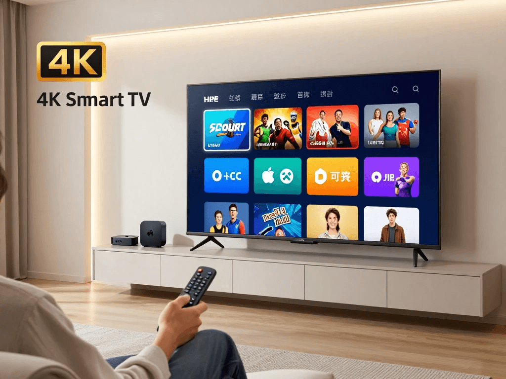 Best IPTV provider reviews showing a modern 4K streaming setup with live TV, movies, and entertainment options
