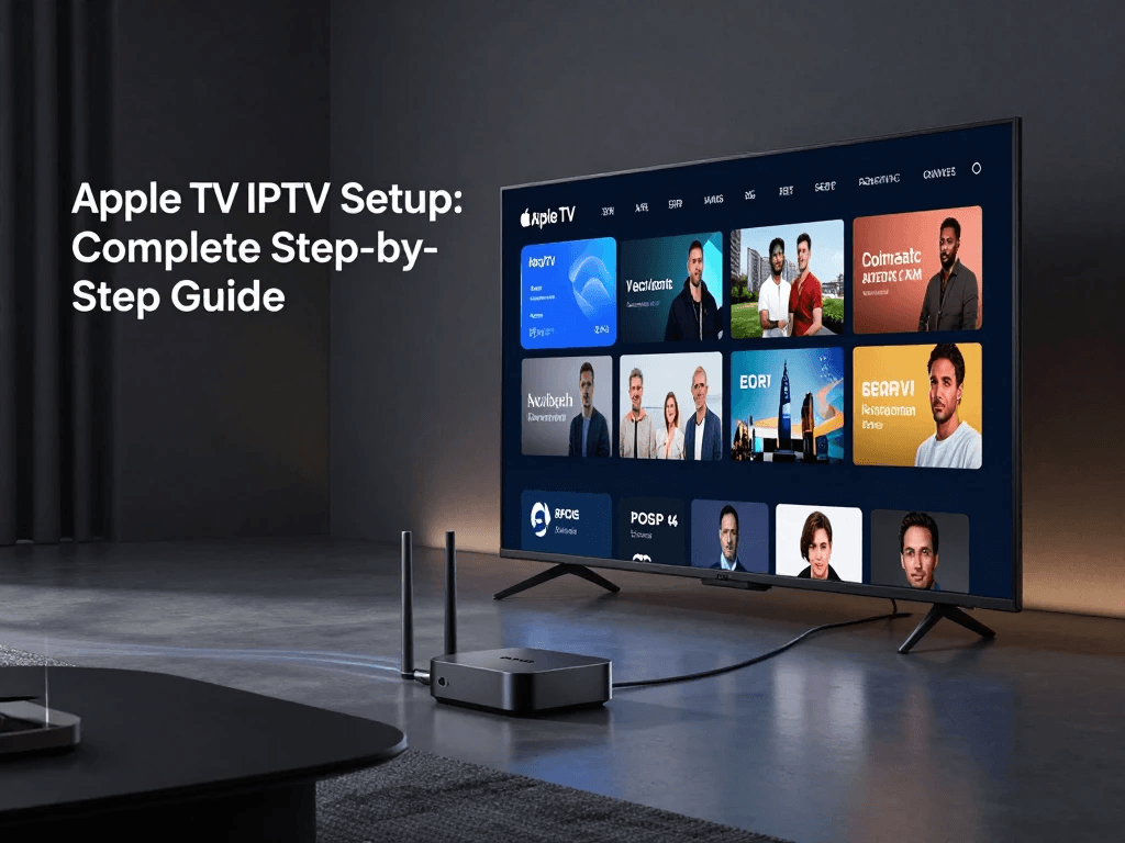 Apple TV IPTV app setup with IPTV playlist and channel interface