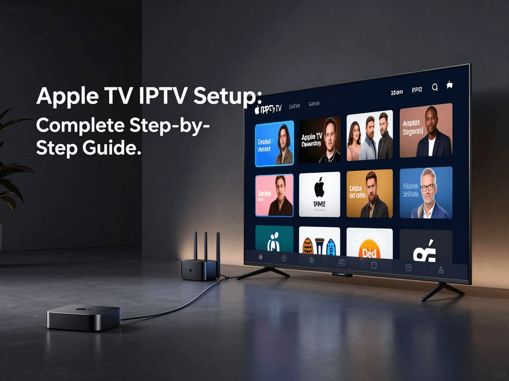 IPTV electronic program guide EPG displayed on Apple TV