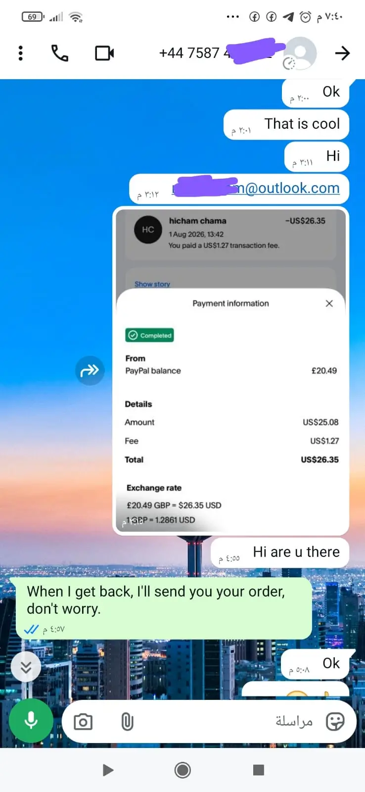 IPTV buyer communicating on WhatsApp