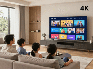 IPTV for Families watching live TV on a smart TV