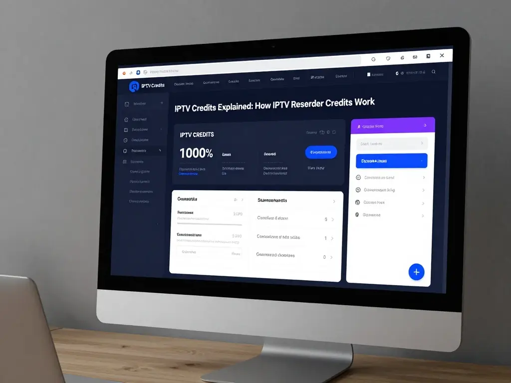IPTV credits reseller dashboard showing credit balance and subscription management