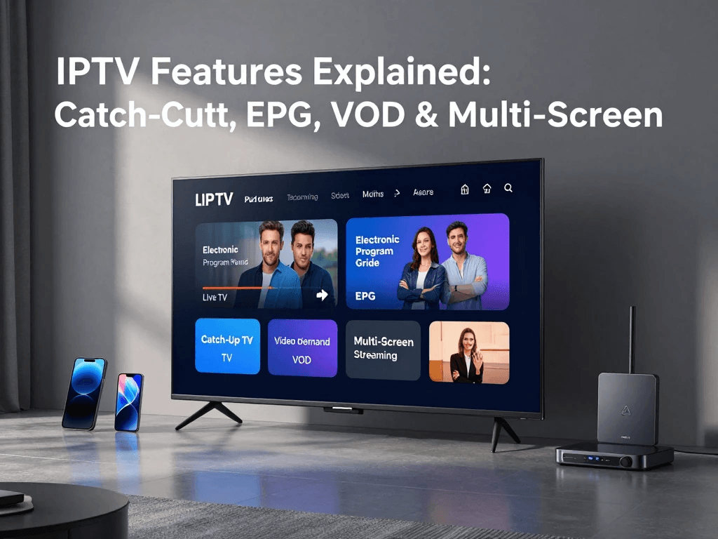 IPTV EPG showing an electronic program guide and TV schedule