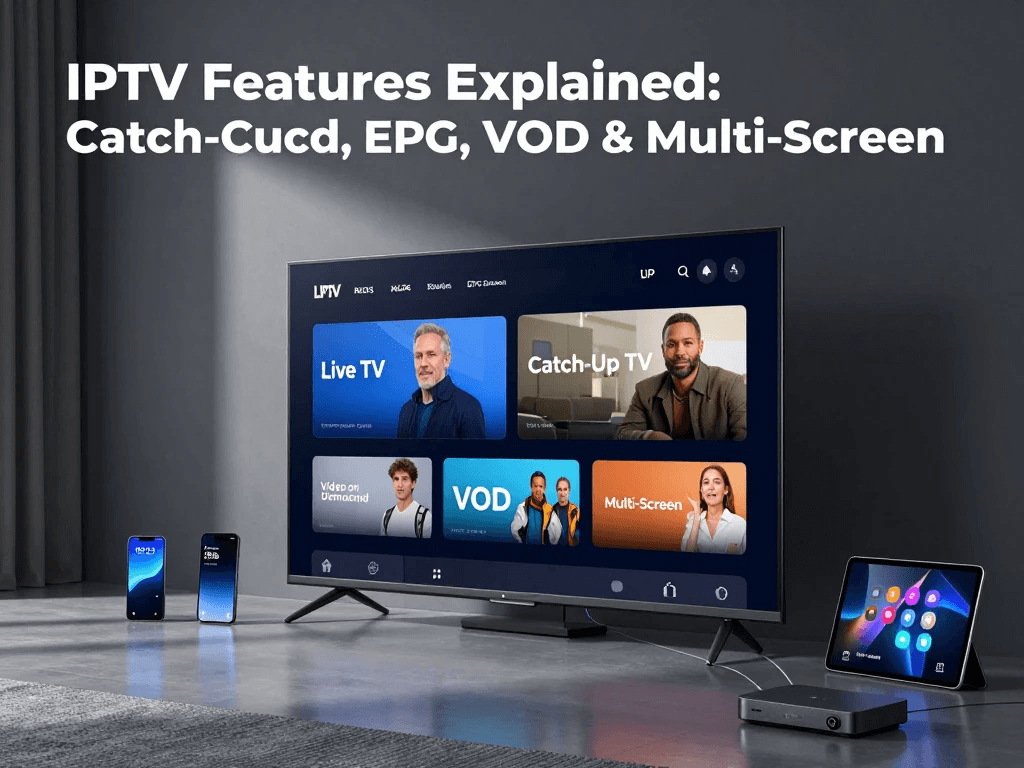 IPTV features explained including Catch-Up TV, EPG, VOD and multi-screen