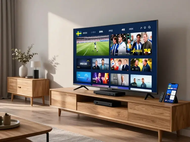 IPTV sports streaming in Sweden on a 4K TV