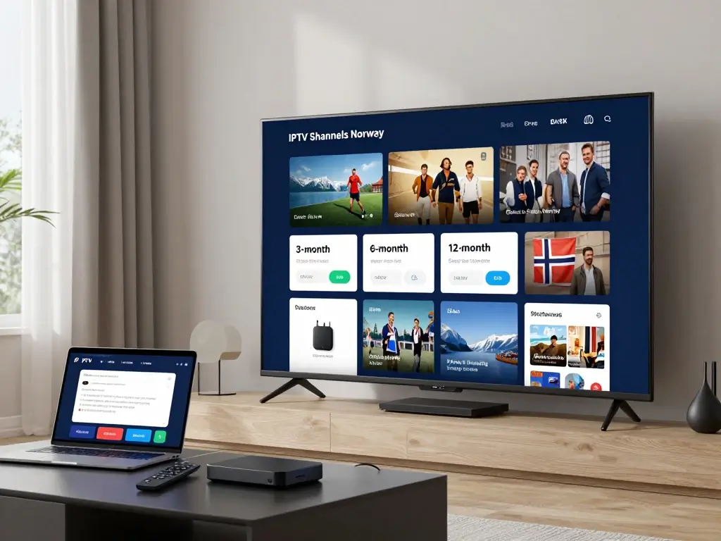 IPTV subscription plans in Norway displayed on a digital screen