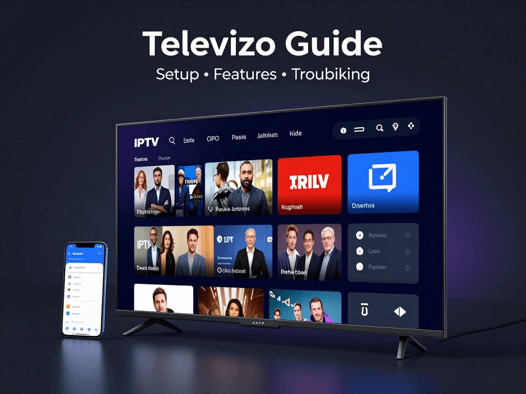 Televizo IPTV player on Android TV with channel listings