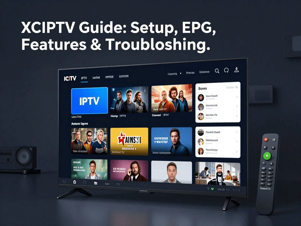 XCIPTV Guide with live TV and EPG interface