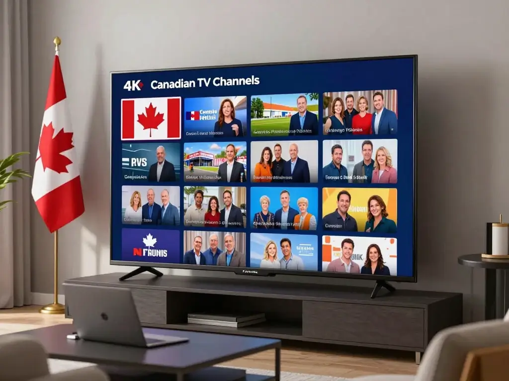 Canadian news channels displayed on a television