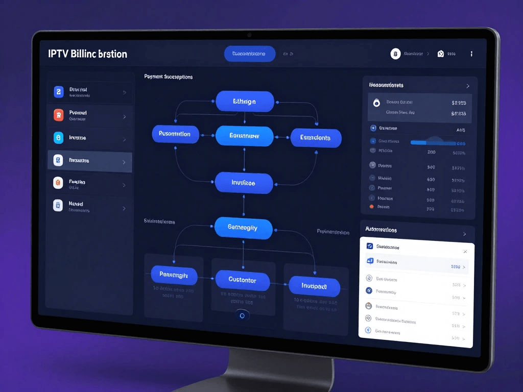 IPTV billing and subscription automation system with renewal and payment workflows