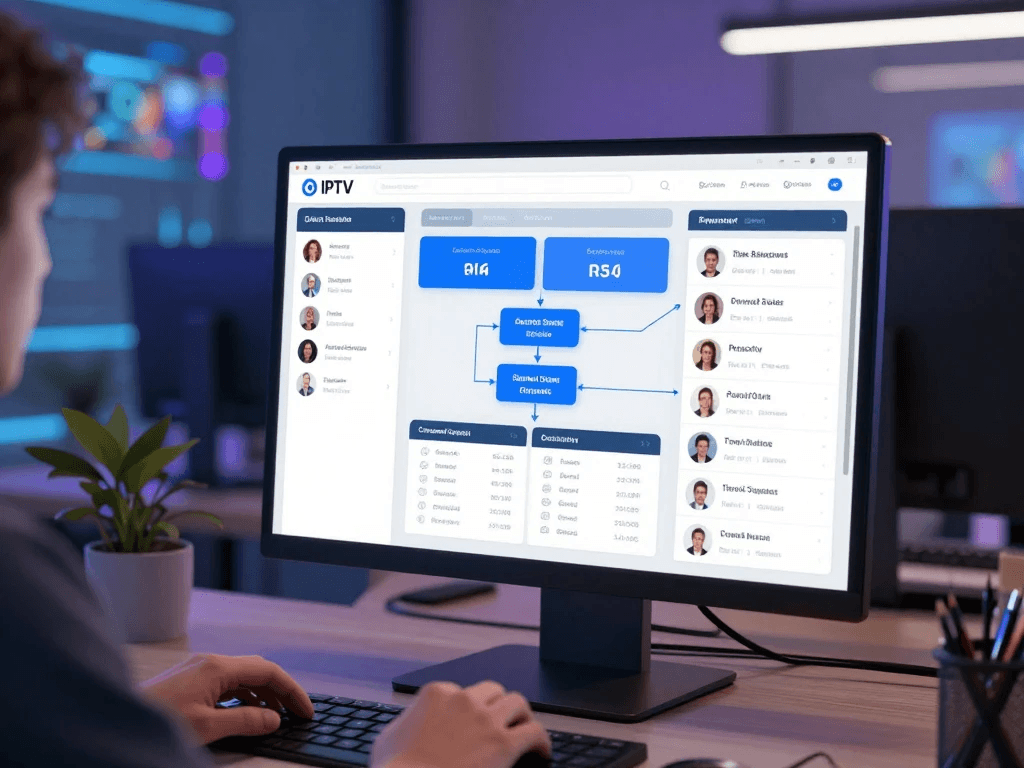IPTV CRM automation dashboard showing customer and subscription management