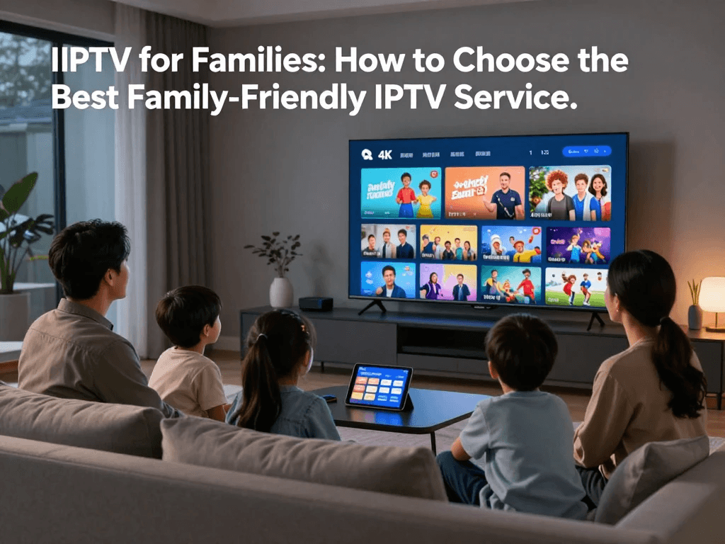 Family using IPTV on multiple devices and TVs
