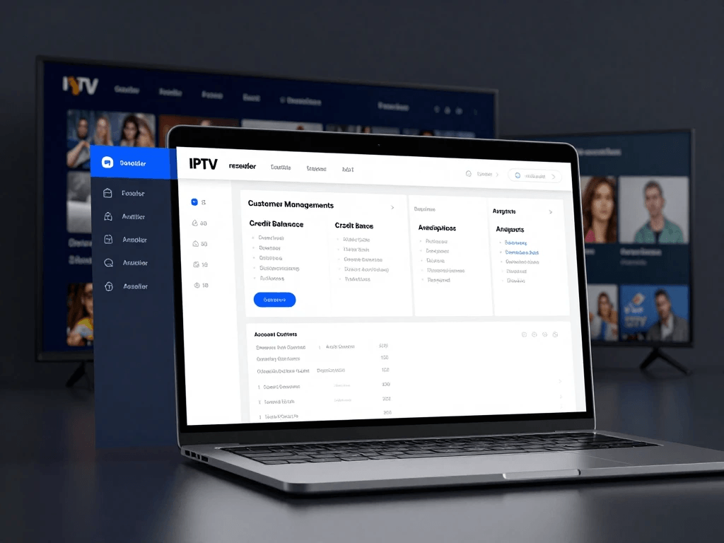 IPTV reseller dashboard showing customer and credit management features