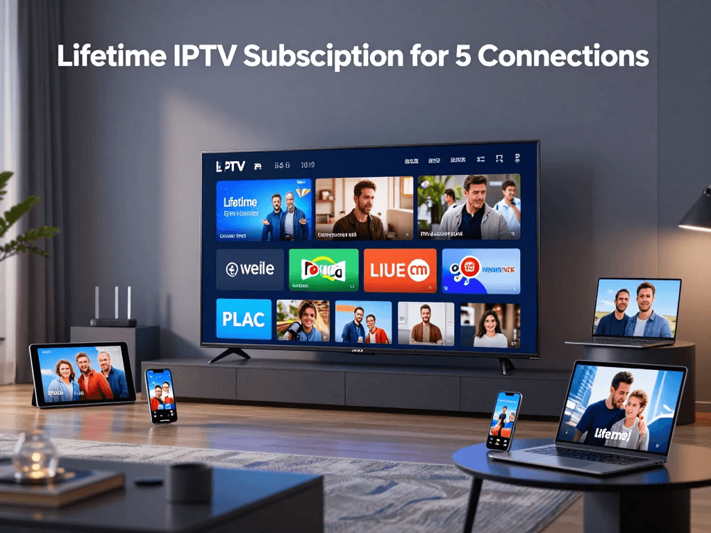 IPTV subscription interface showing live TV EPG and video on demand features