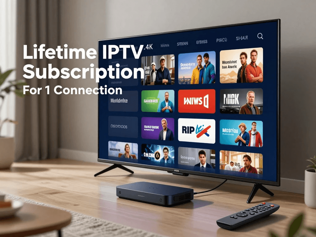 IPTV subscription showing live TV, sports, movies and entertainment