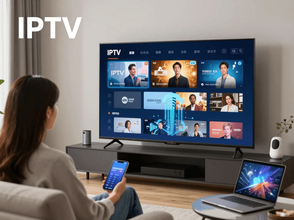 Comparison graphic showing IPTV internet streaming compared with traditional cable television and satellite TV services