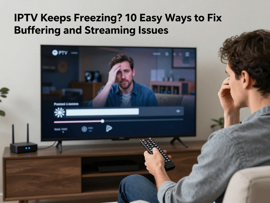 IPTV streaming setup with Wi-Fi router and Ethernet connection