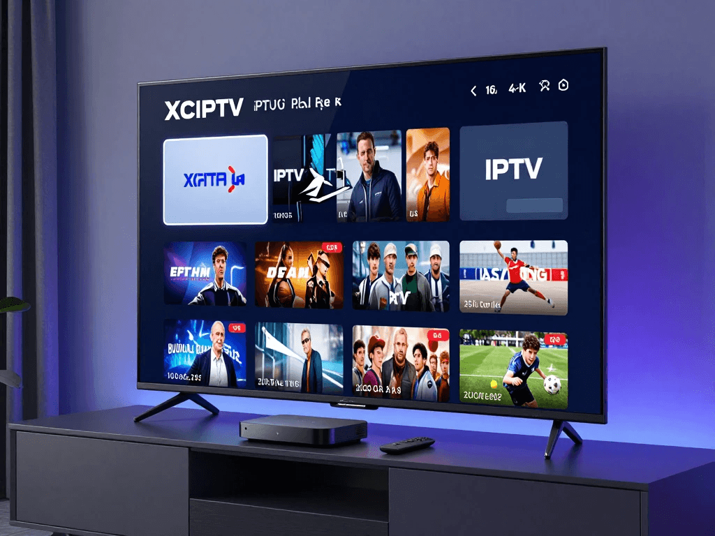 XCIPTV IPTV player interface with live TV channels