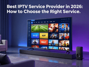 Best IPTV service provider displaying live TV and entertainment on a 4K smart TV