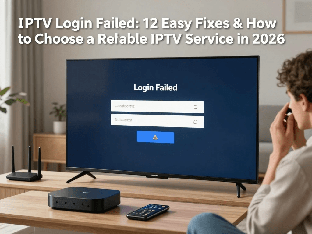 IPTV login failed error displayed on a Smart TV